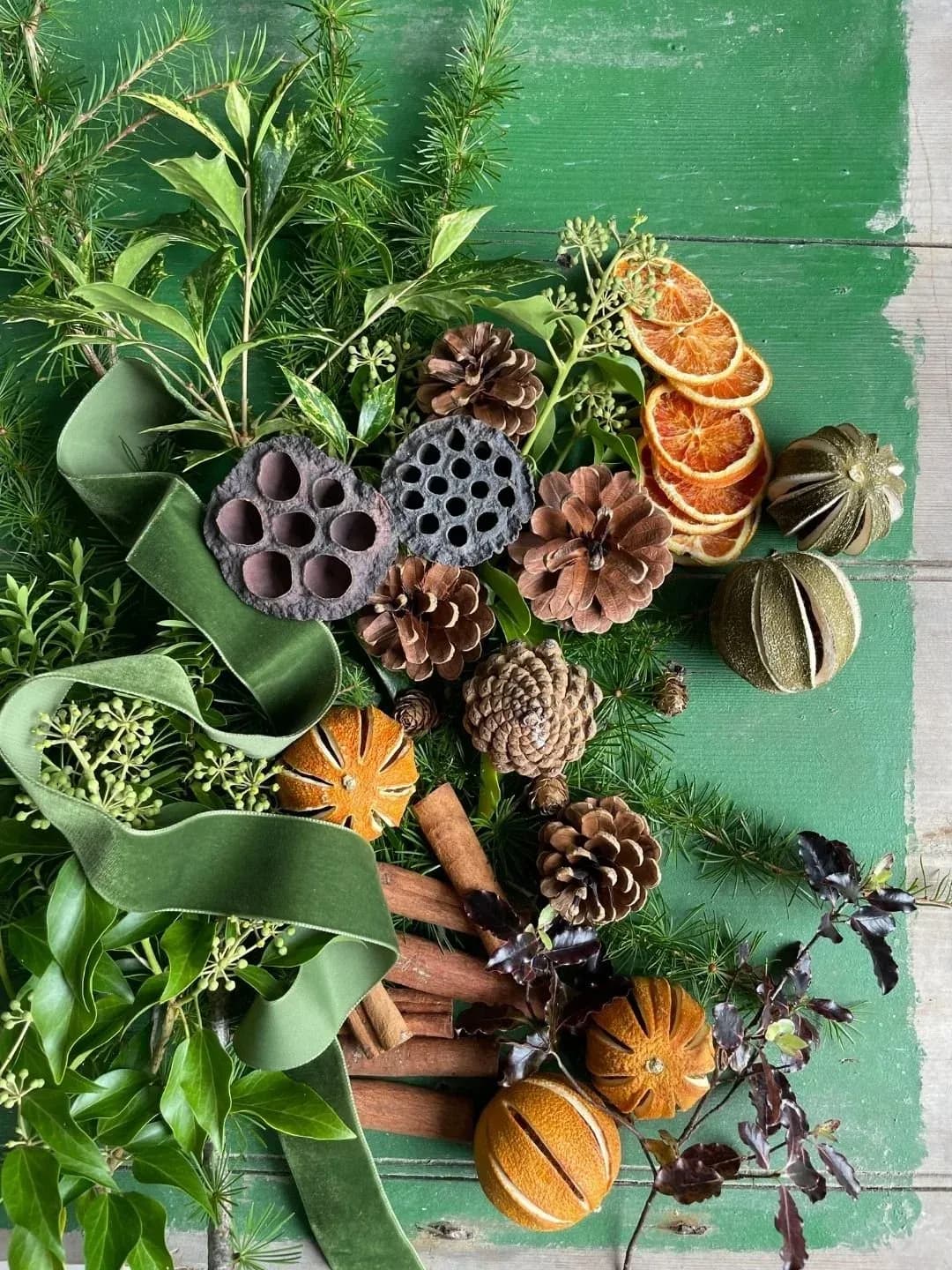 Wreath Making with Tarragon Flowers at Thirsk Lodge Barns, North Yorkshire